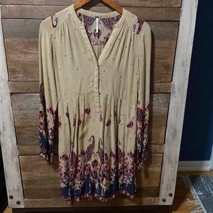 Free People Long-sleeve Babydoll Dress - size S